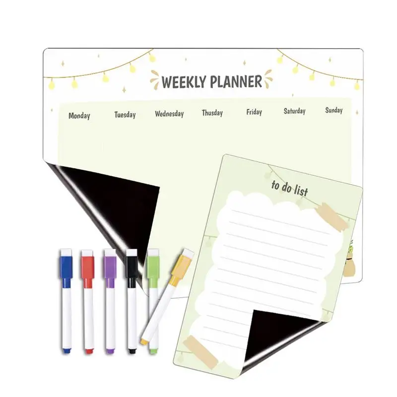 Refrigerator Calendar Memo Board Planning Board Erasable Magnet Fridge Calendar With 6 Colors Markers Towel Kitchen Organizing