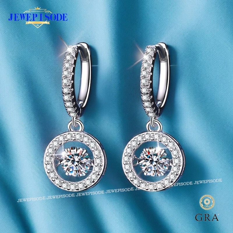 18K White Gold Plated 0.5/1CT Moissanite Drop Earrings for Women Sparkling S925 Sterling Silver Wedding Engagement Jewelry Gift