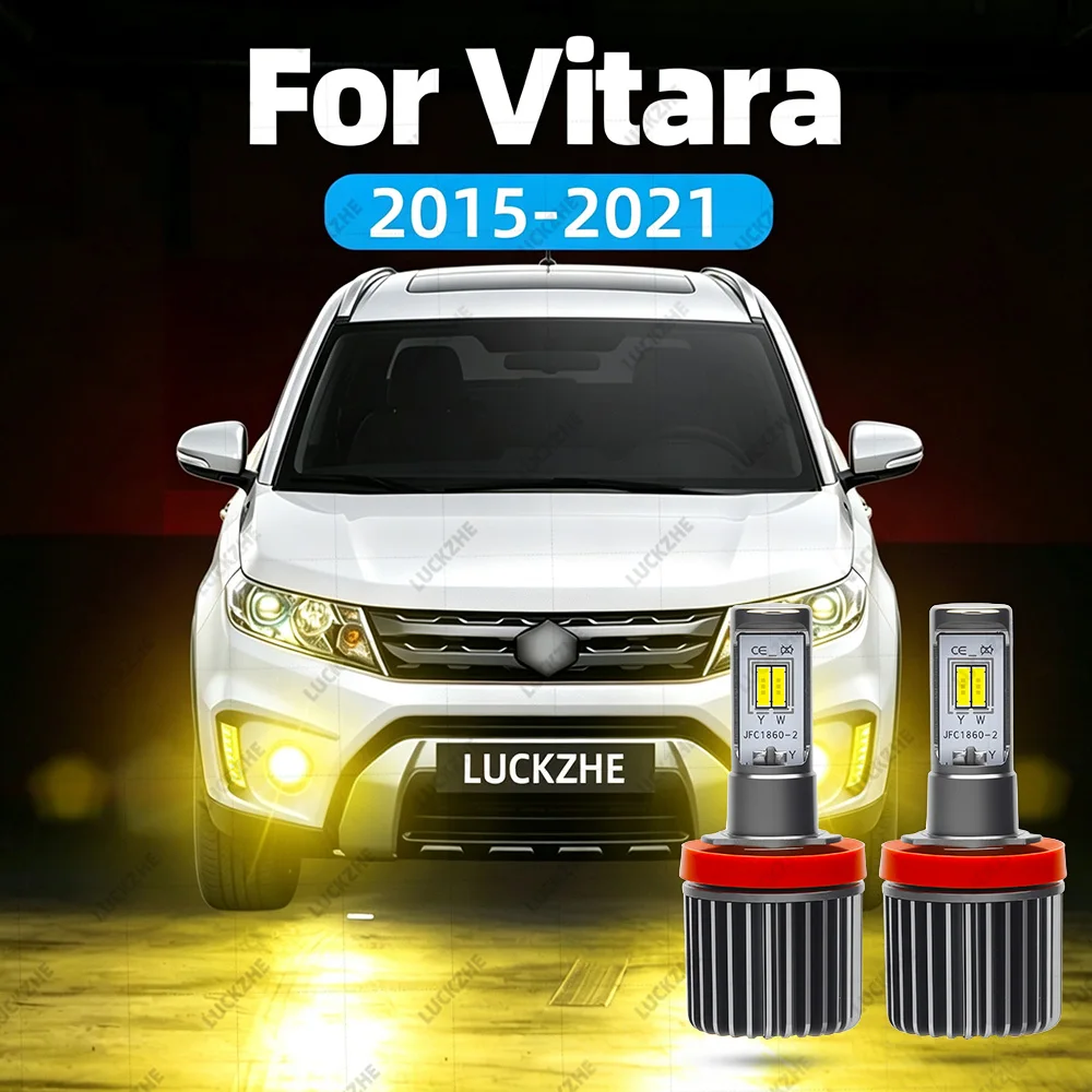 

LED Front Fog Light Bulb For Suzuki Vitara 2015-2018 2019 2020 2021 Accessories Dual Color LED Fog Light White Yellow Strobe