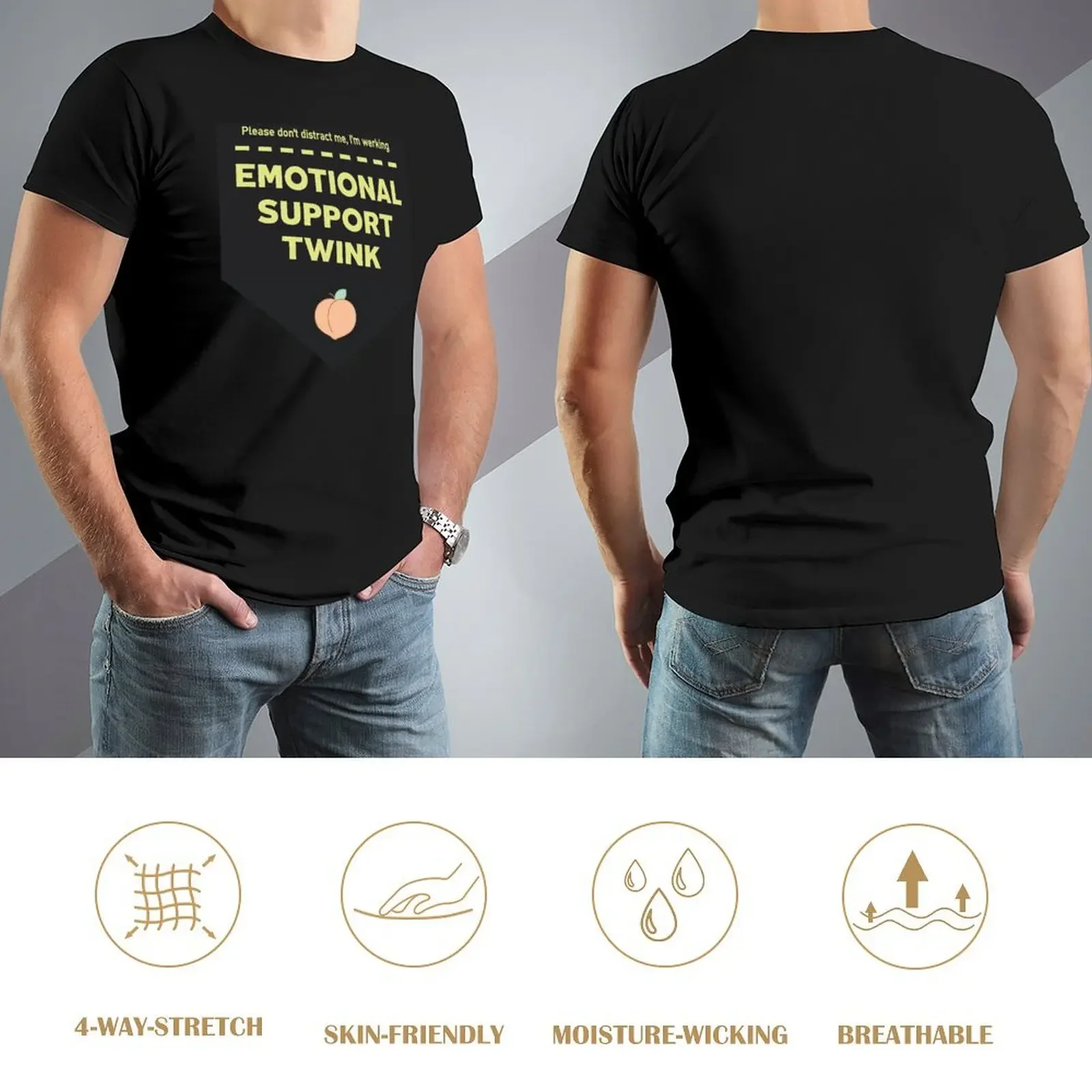 Camiseta con soporte emocional Twink, camisetas gráficas, camisetas gráficas, camisetas de talla grande, camisetas gráficas divertidas para hombres