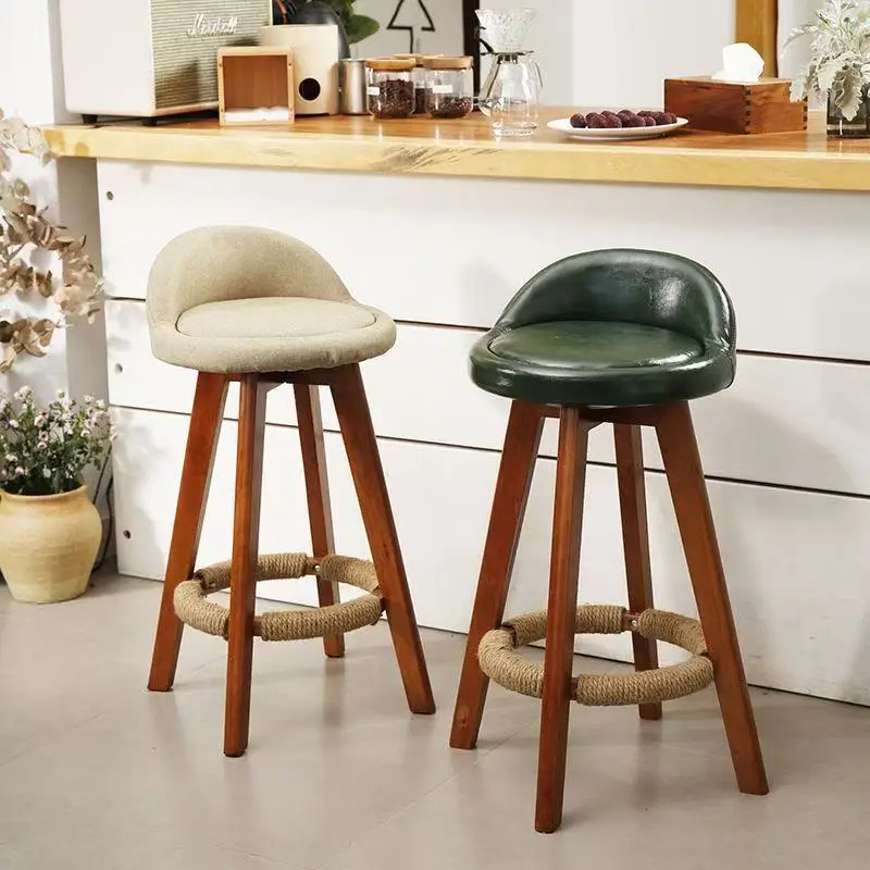 High Quality Bar Chairs Contemporary Comfortable Wooden Kitchen Island Bar Chairs Breakfast Green Sillas Para Barra Furniture