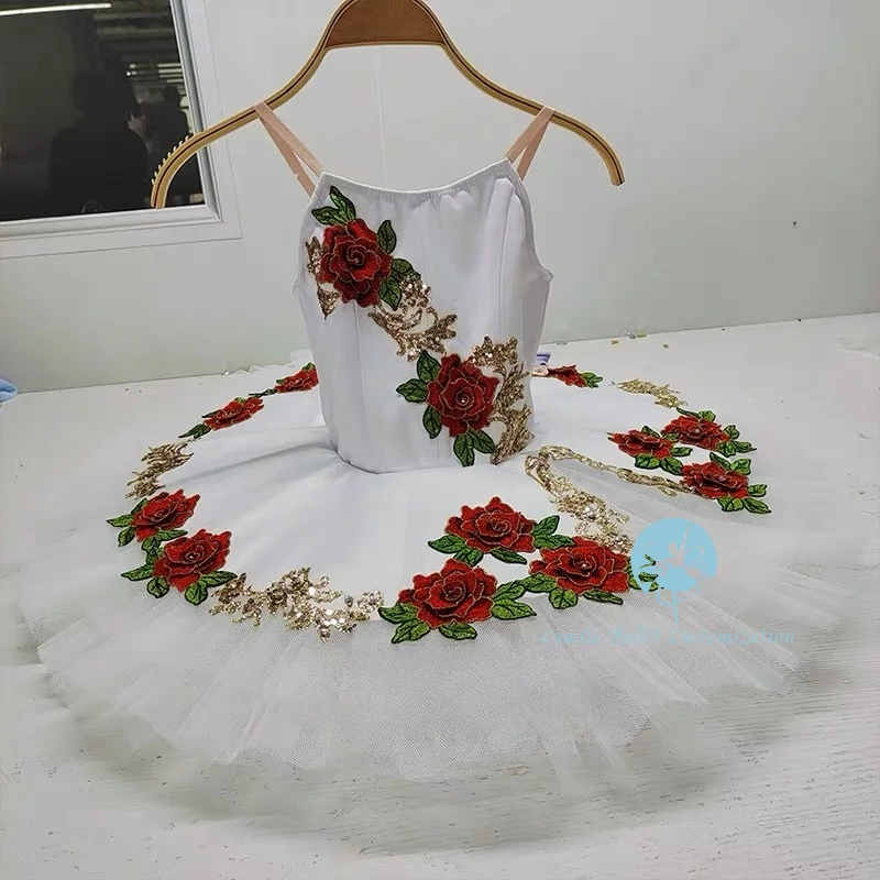 Jupe de spectacle de compétition TUTU de Ballet, fleur Simple, éveil de dieu, la belle au bois dormant, personnalisée pour adultes et enfants