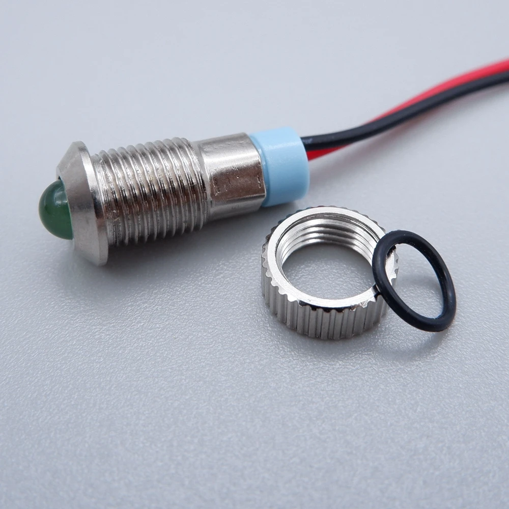6mm 8mm Metal Indicator Light LED Warning Light Supply Alarm Signal Lamp Pilot With Wires 5V 12V 220V Ball Head Red Blue Green