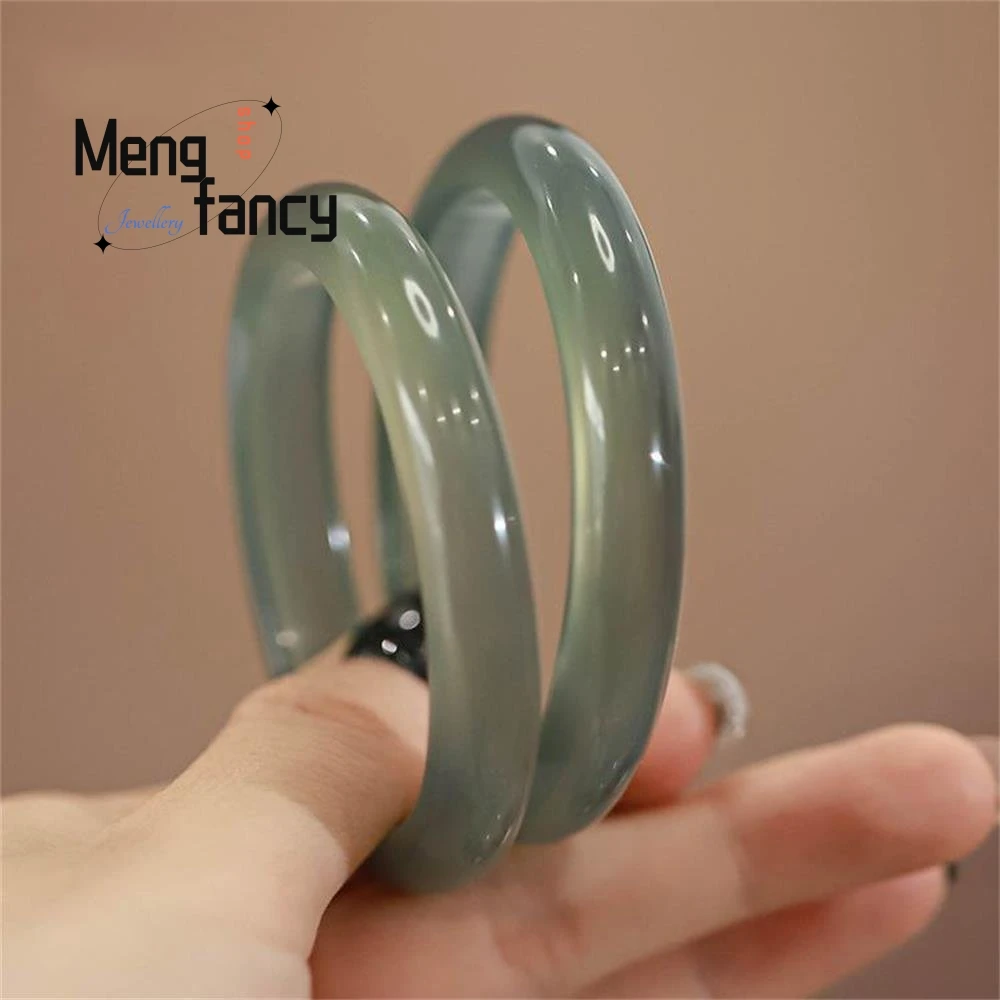 

Kuri синий натуральный халцедон агат прозрачный ледяной стиль для девочек нишевый легкий роскошный нефритовый браслет Высококачественные модные украшения изысканные подарки