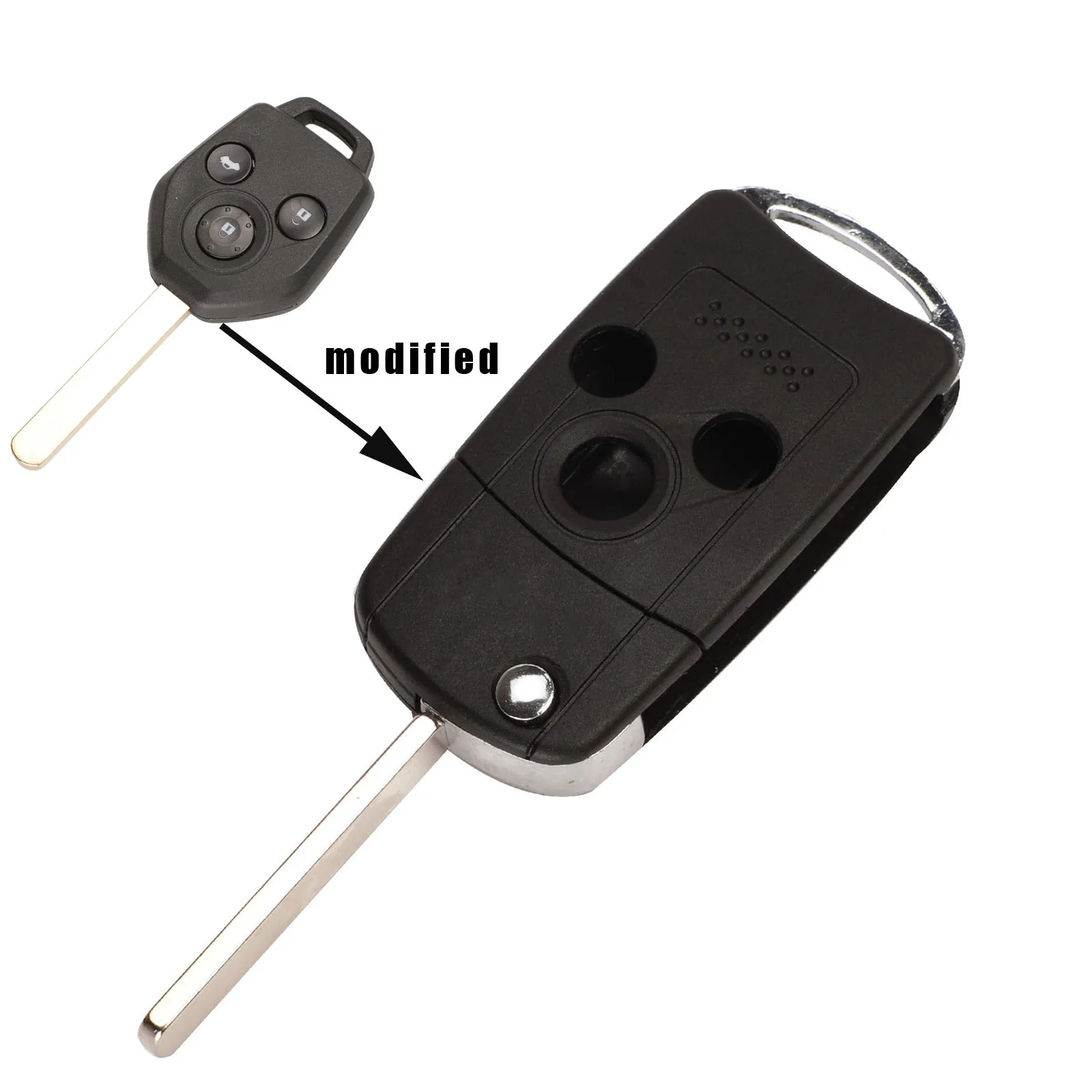 Jingyuqin Upgrade Modified Flip Car Key Shell for Subaru Forester 2008-2014 Impreza Outback Xv Legacy 3 Button Remote Key Case