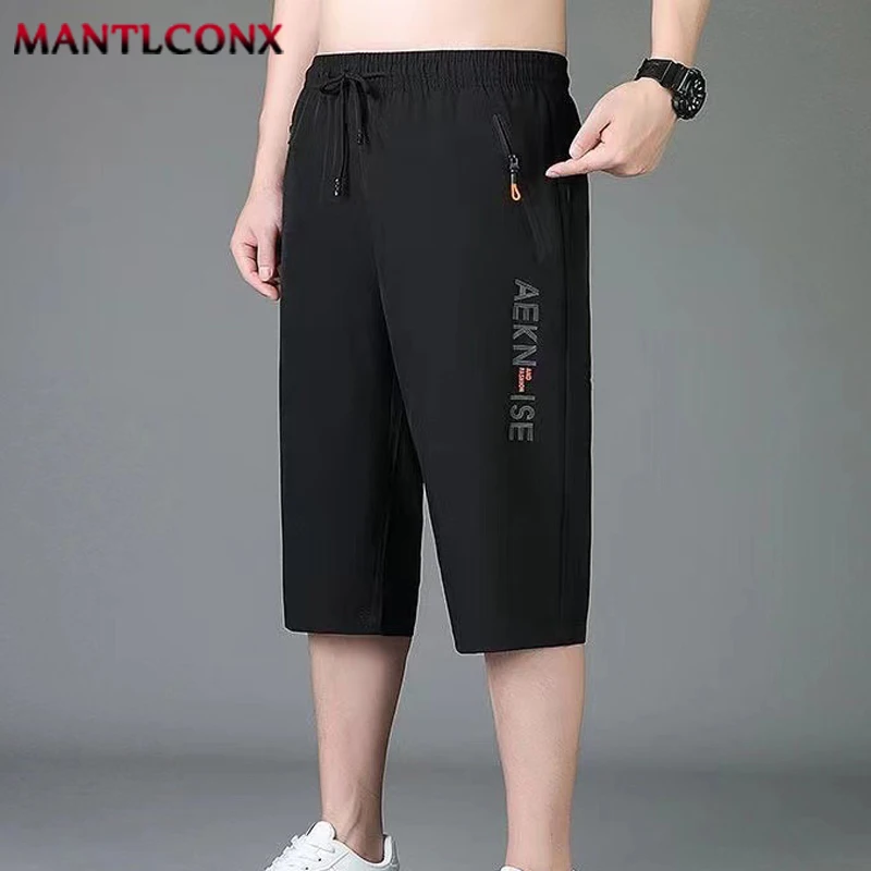 New Fashion Sports Shorts Men Breathable Quick Dry Men's Short Pants Men Breathable Elastic Waist Shorts Male Bottom Black XXXL