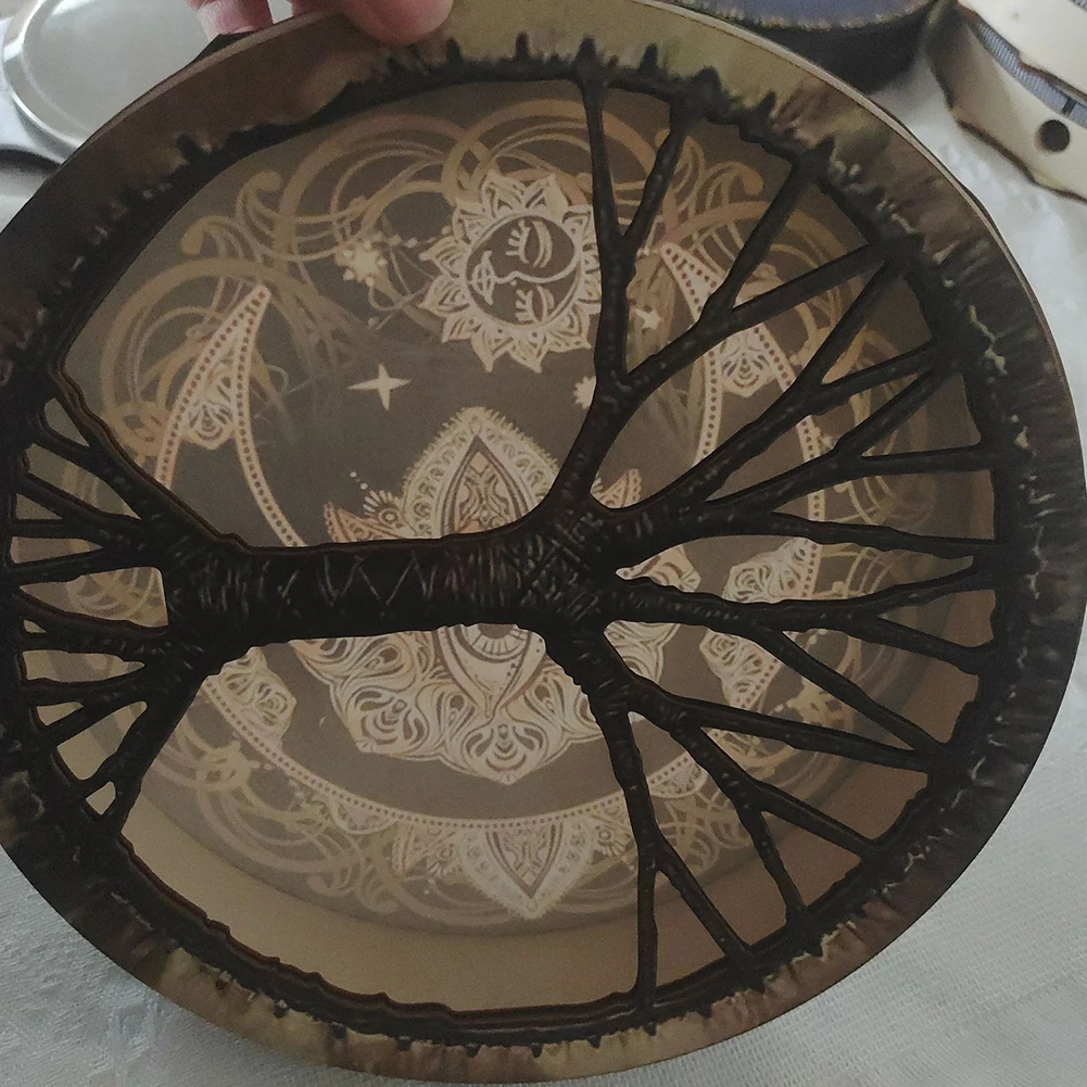 Alchemical Moon Drum Handmade Crafts Fashion Shaman Drum Tree of Life Sound Healing Tool for Spiritual Music Meditation