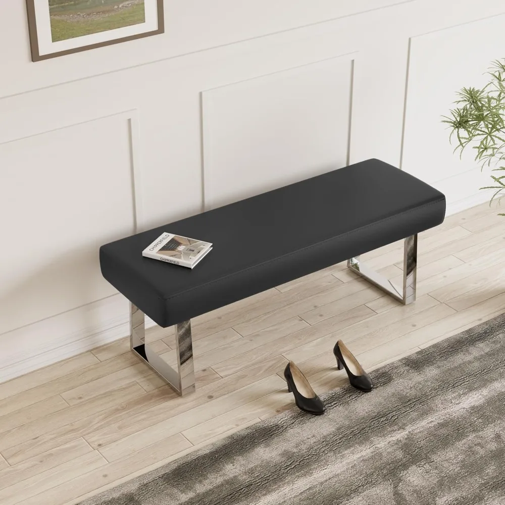 

Bedroom bench bed end upholstered bench with metal legs, suitable for dining room, living room, plant bench, footstool