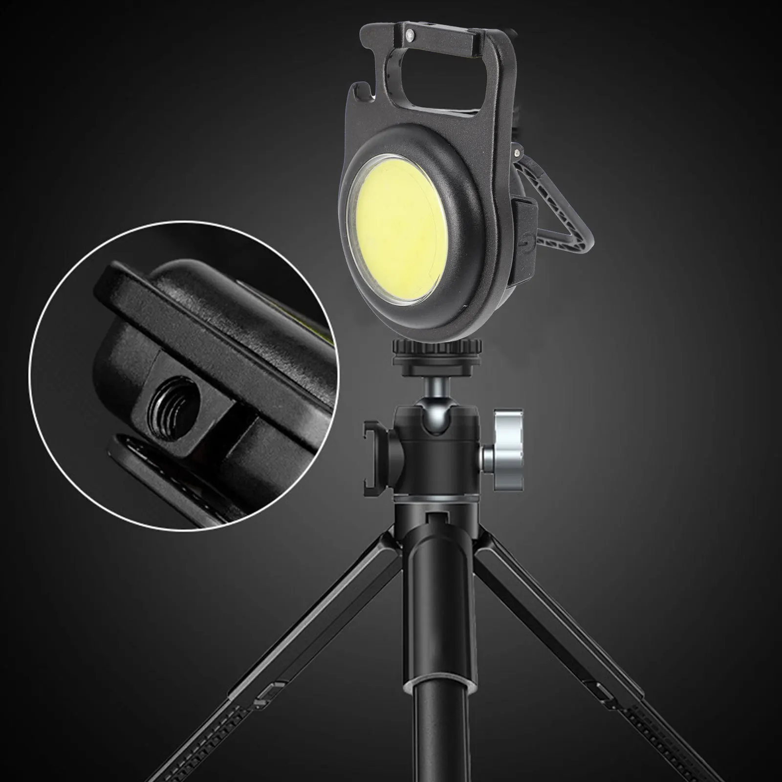 

Keyring Flashlight Rechargeable Cob Work Light Mini USB Multi-Functional Emergency Outdoor Pocket Light Magnetic Swivel Bracket