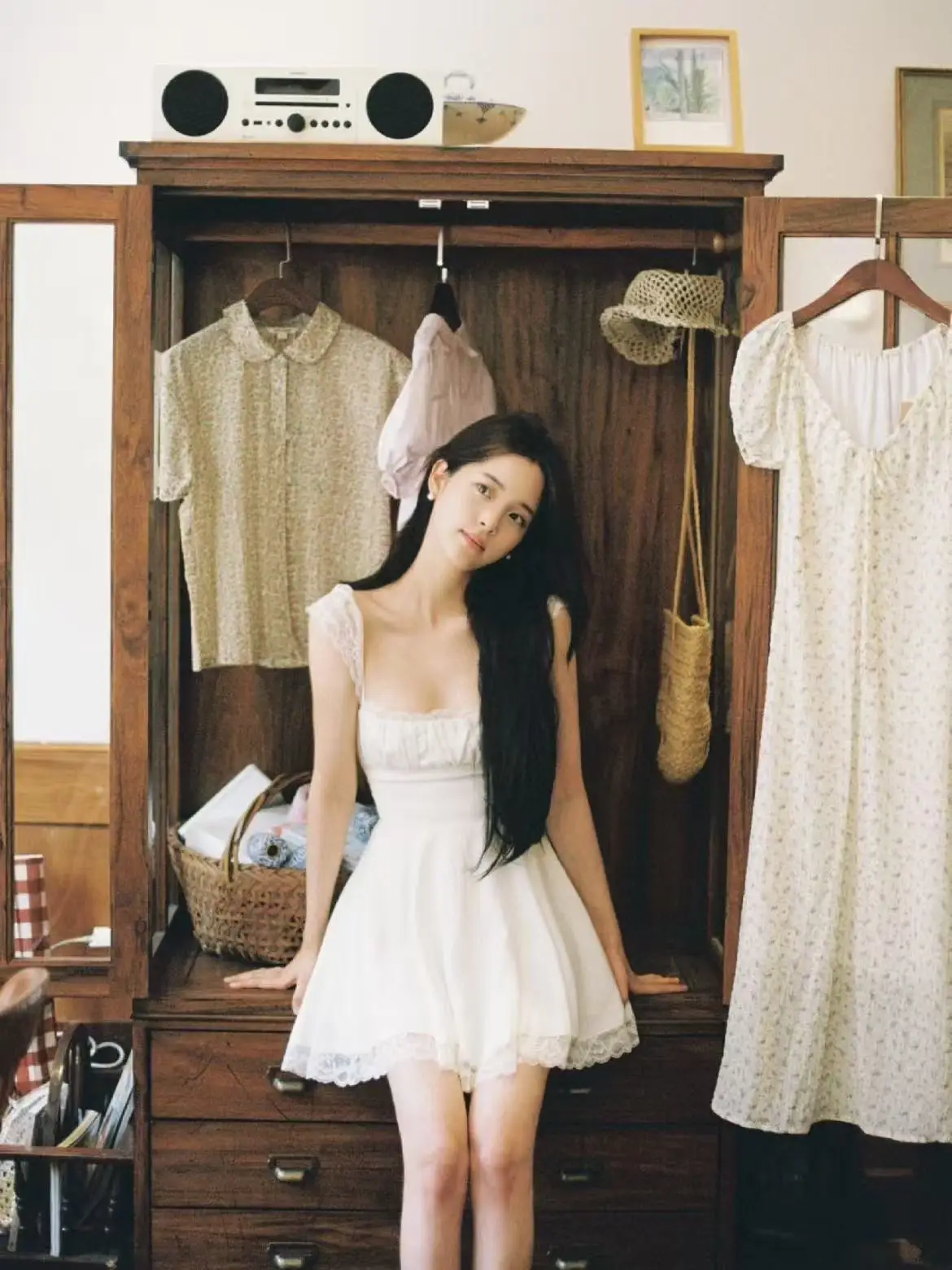 Elegant White Lace Skirt by Eletric Butt Hero A-Line Dress for Ladies Summer Season Daily Wear Non-Sleeved Gown