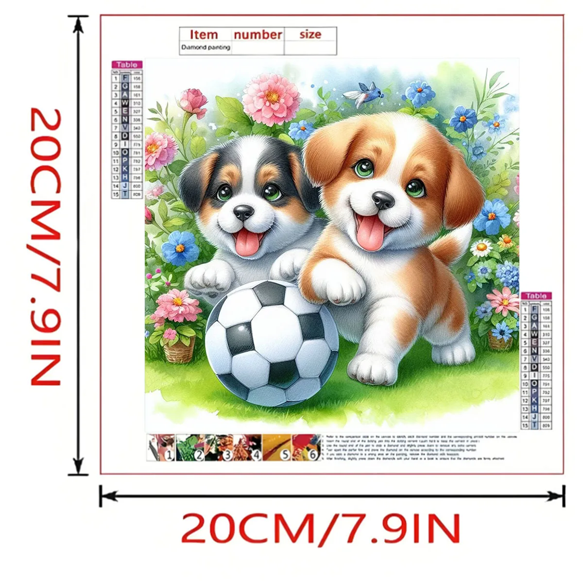 1 DIY-Tierserie, volles Diamant-Kunst-Gemälde-Set mit kleinem Hund, der Fußball spielt, Kunst-Wanddekoration für Zuhause als Geschenk