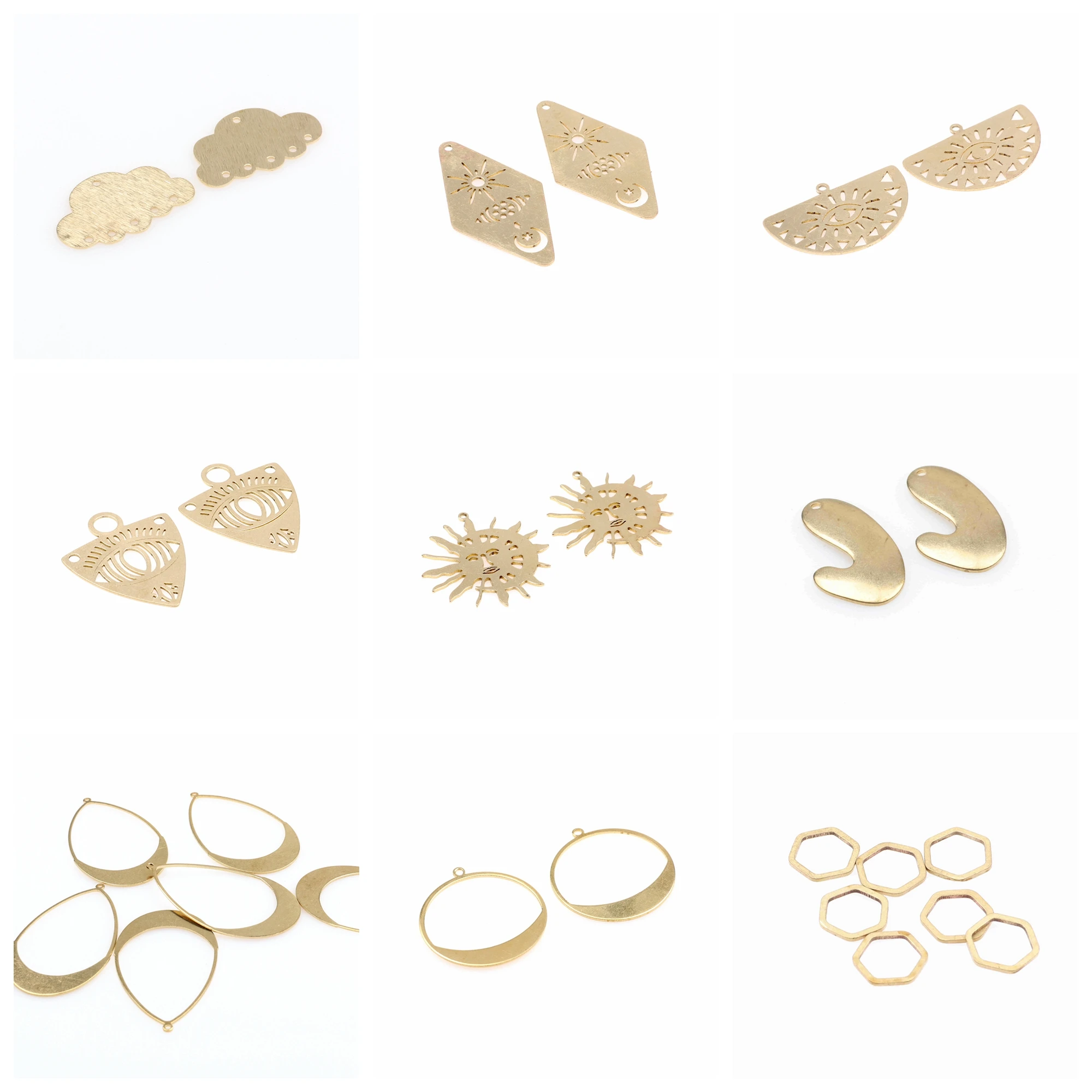 Raw Hammered Brass Charms,Geometry connector,Findings Accessories For Diy Earrings Necklace Bracelet DIY Making,Jewelry Supplies