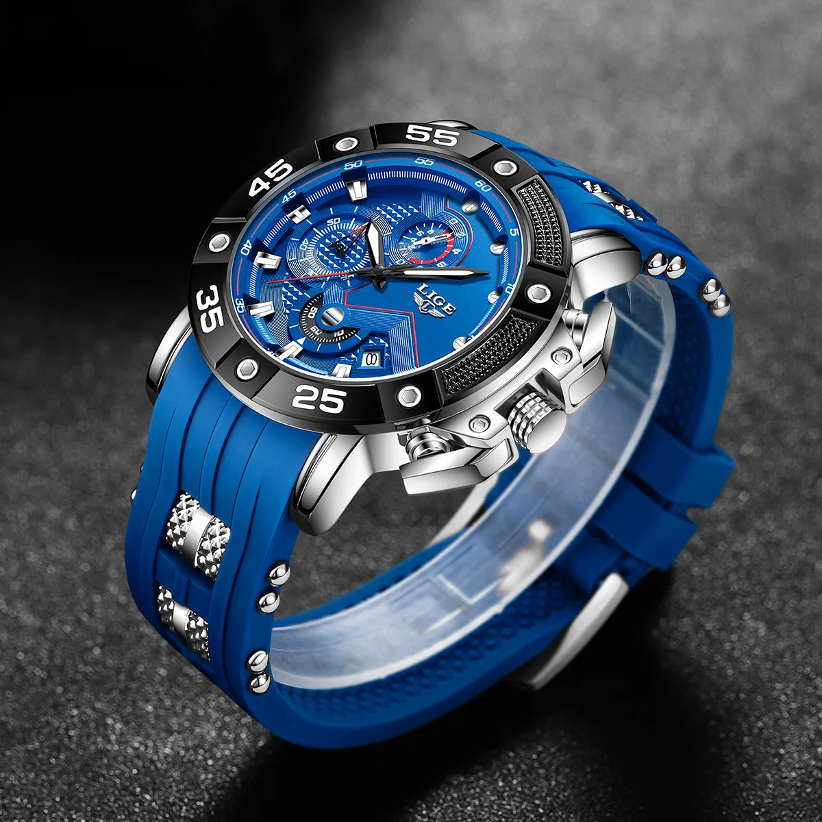 LIGE 브랜드 패션 쿼츠 시계 남자 군사 스포츠 방수 크로노 그래프 손목 시계 달력 남자 시계 Relogio Masculino