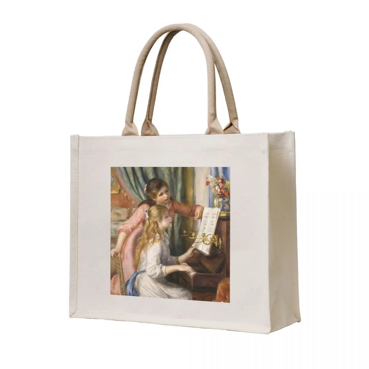 

Pierre-Auguste Renoir - Young Girls at the Piano Tote Bag shopping bags foldable Cloth bags Big bag Candy bags