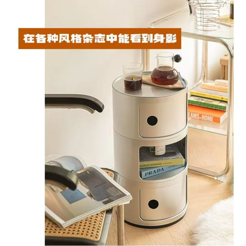 2/3 Layer Nordic Round Bedside Table Modern Minimalist  Creative Small Cabinet Mini Simple Plastic Side Cabinet Home Decoration