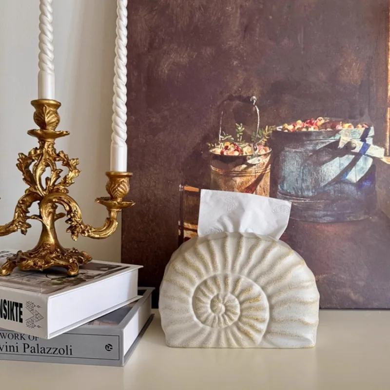 Modern simple and creative conch tissue box ornament, model room hotel home  bedroom pumping carton
