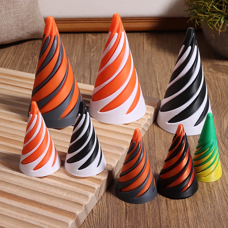 Pyramid Helix Screw Fidget Toy 3D Printed Spiral Cone Decompression Decorative Ornaments Impossible Passthrough Sculpture