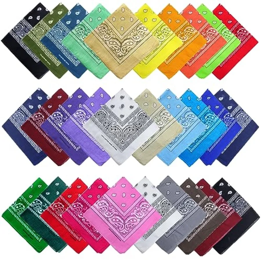 

Tergy 16-30 Pieces Unisex Paisley Bandanas Bulk Multi-Purpose Headband Cowboy Head Wrap Scarf for Women Men Boys Girls