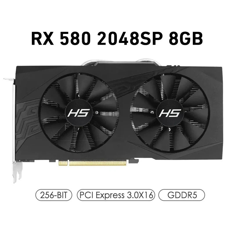 AMD Radeon RX 580 8GB Graphics Card 2048SP Placa De Video Card GDDR5 256-bit PCI Express 3.0 ×16 Desktops Gaming GPU RX580 8G