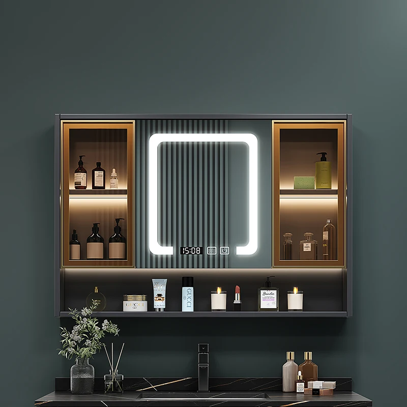 Sanitation Defogging Bathroom Cabinets Extraction Hole Home Furniture Smart Light Bathroom Cabinets Locker Wall Miroir De Salle image 2
