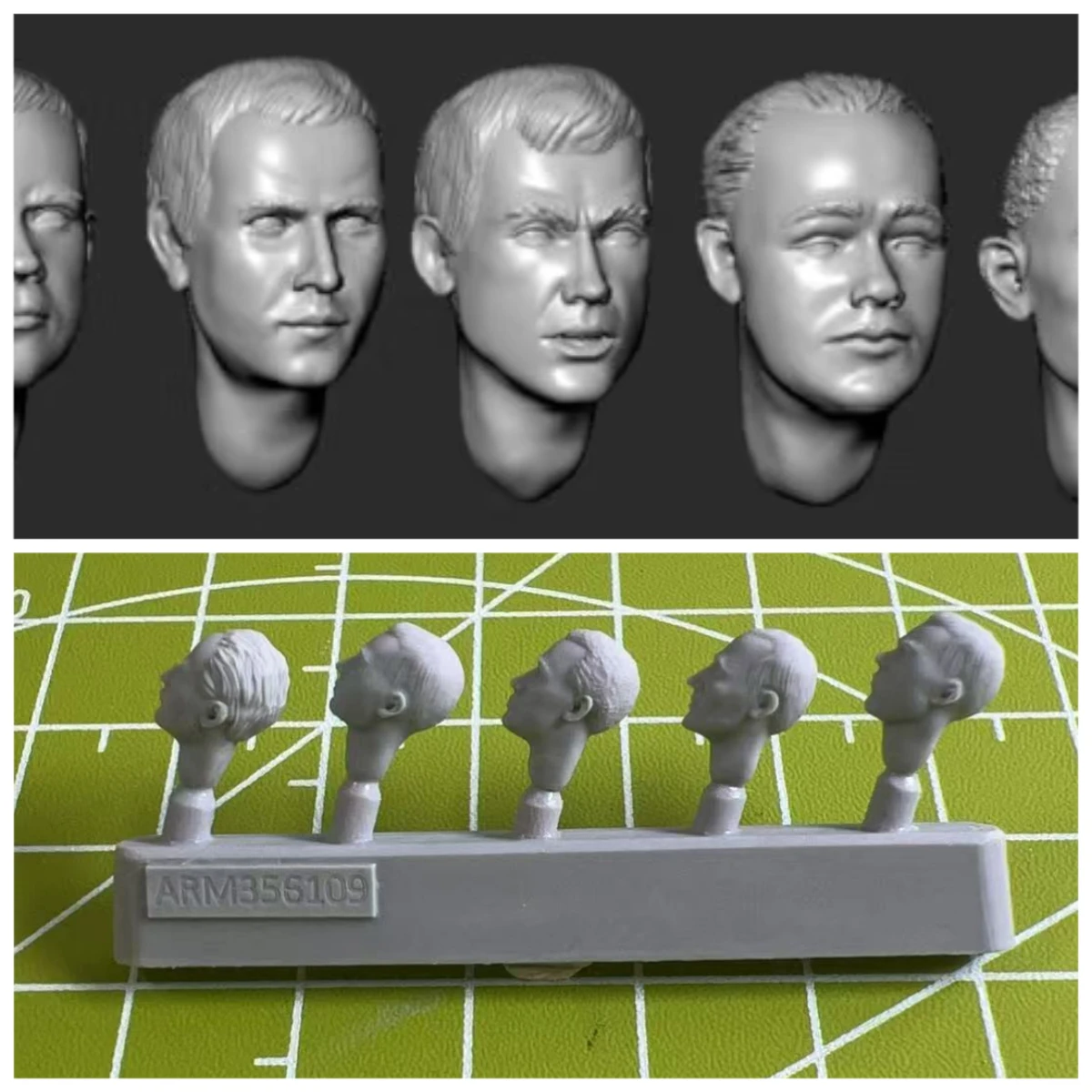 

5 Pieces of 1:35 Die-casting Resin Model Kit Soldier Model Head Replacement Modification Unpainted