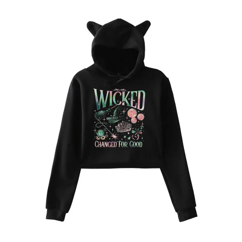 

Wicked Changed For Good Vintage 90s Streetwear Hoodie Merch Hoodie Sweatshirts for Girl Cat Ear Crop women Clothing