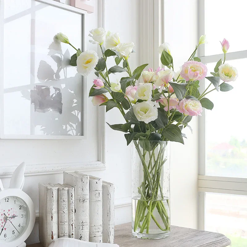 4 Heads Artificial Eustoma Flowers - High-Quality Silk Bouquet for Home Decor, Wedding, Party Decoration