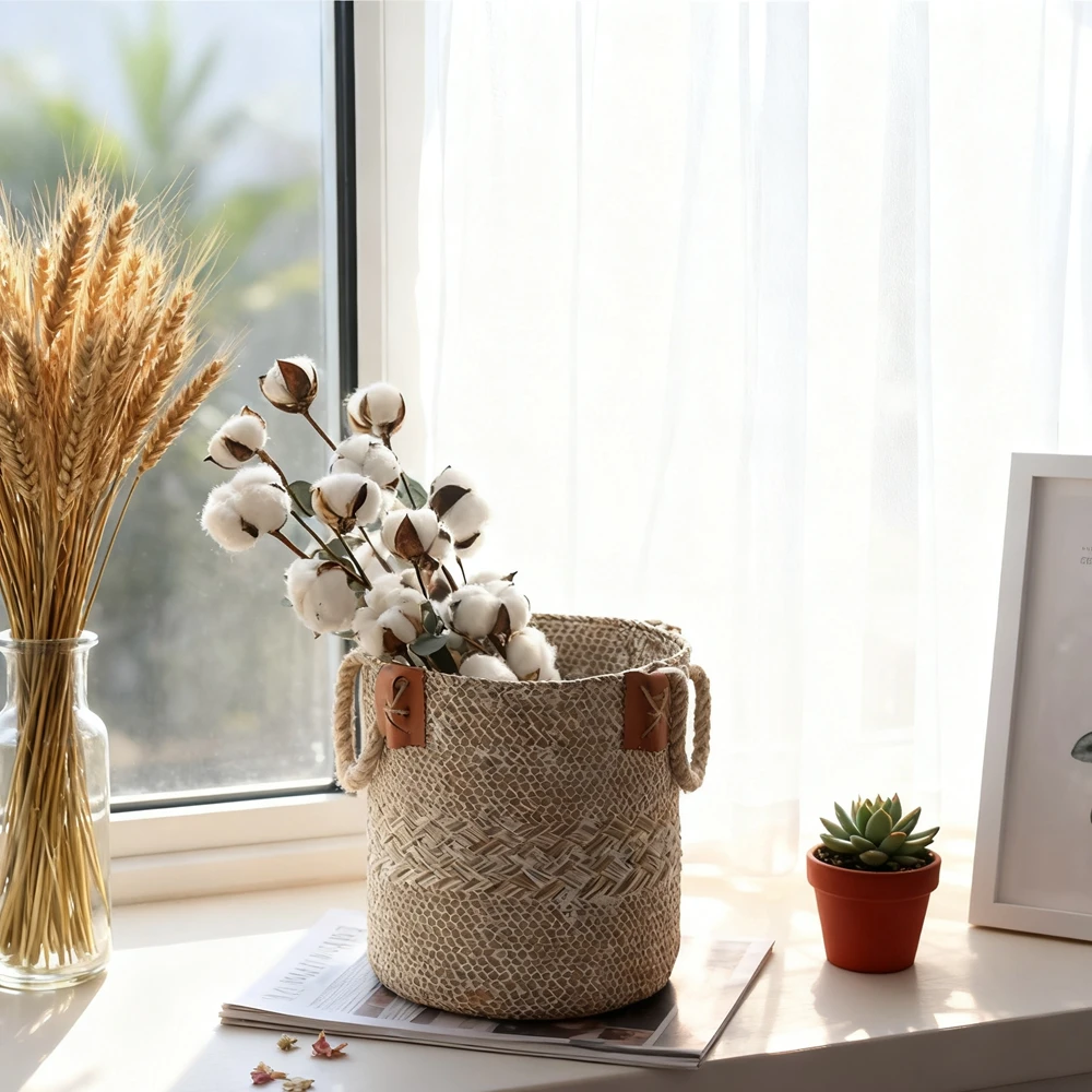 

Artificial Plants Natural Cotton Flower Branches Wedding Festivals Parties Garlands Vase Home Room Dining Table Decor DIY Gift