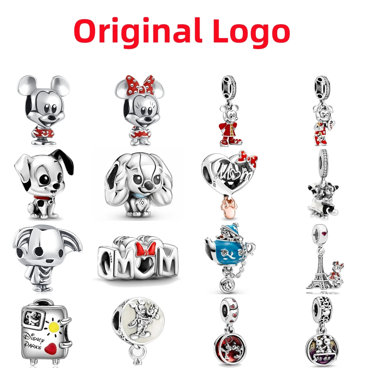 New 925 Silver Red Dress Festive Mickey Tower Dog Pendants Charms Beads Fit Original Pandora Bracelet DIY Jewelry For Women 2024