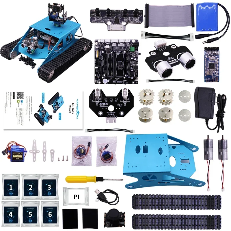 Blue Aluminum Alloy Raspberry Pi Robot Kit With WiFi Video Camera For Raspberry Pi 4B Support APP Remote Control