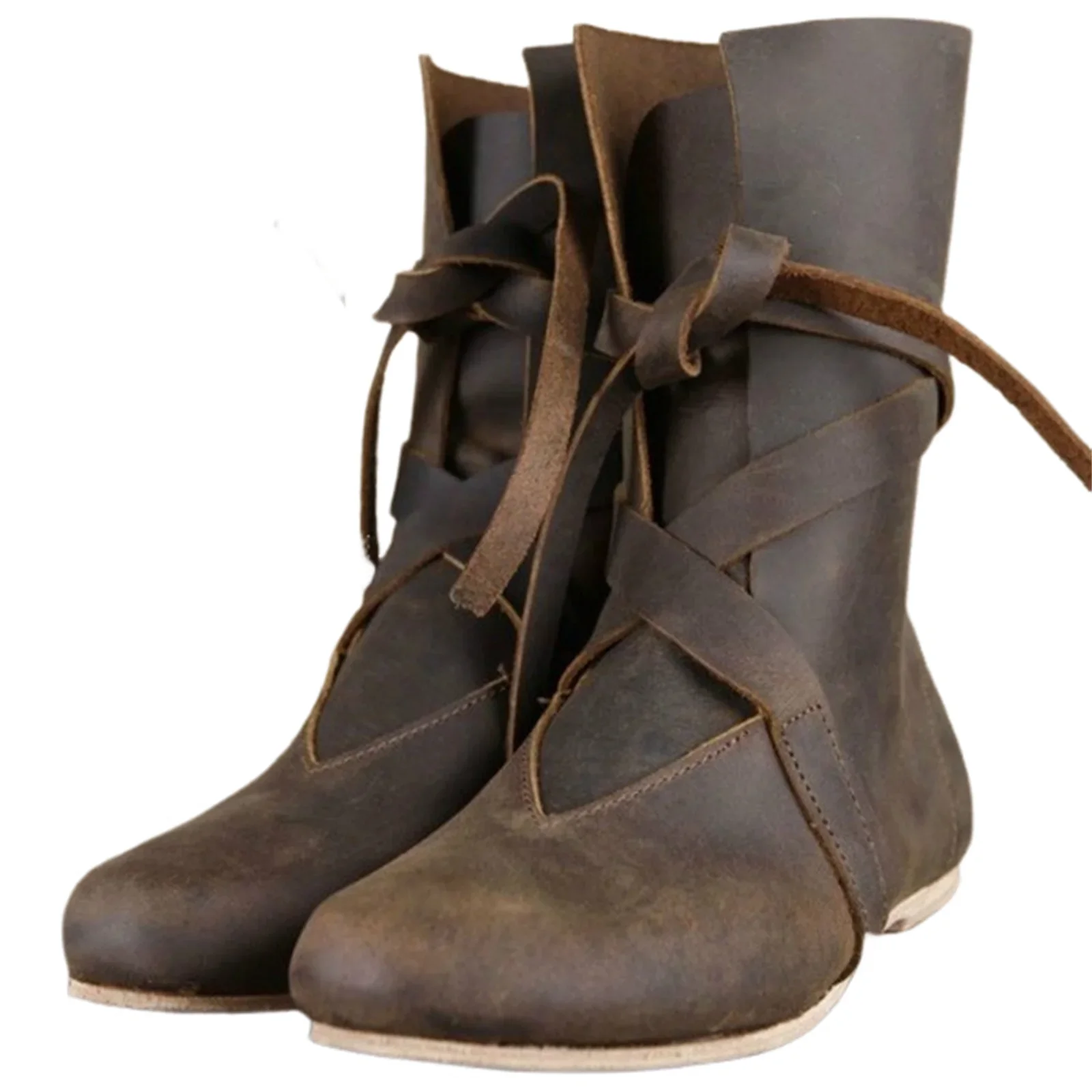 Piratenritter Cosplay Stiefel Vintage Ritter Mittelalterliche Renaissance Schuhe Unisex Schnürstiefel aus PU-Leder für Halloween Karneval Party – Detail 3