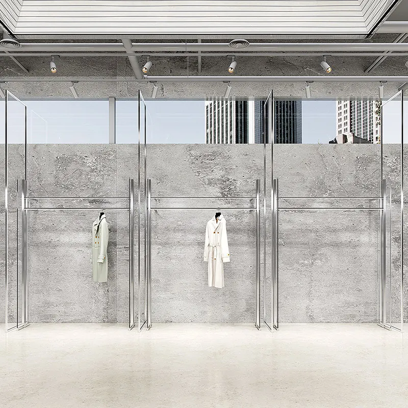 Clothing store display rack Wall-mounted stainless steel clothes rack Special display rack for men's and women's clothing stores