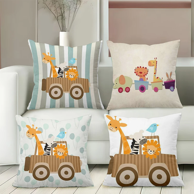 Cute Animal Patterned Cushion Covers Home Decor Short Plush Pillowcase Sofa Decorative Cushion Cov Headboard Pillowcase