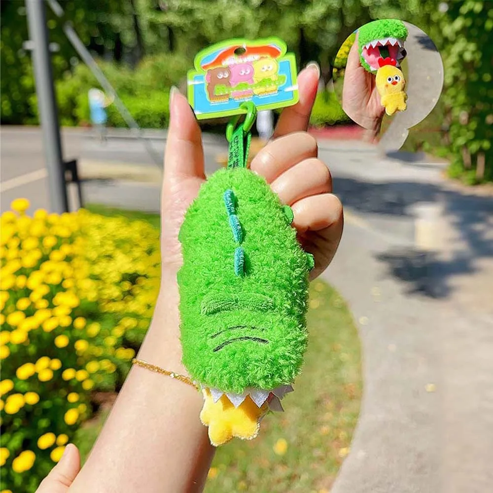 Soft Cartoon Crocodile Pendants Chick Rabbit Plush Animal Key Ring Funny PP Cotton Drawstring Bear Doll Car Key Accessories