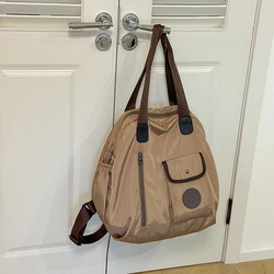 Solid Color Nylon 2025 New Product Student Backpacks Zipper Popular Casual Shoulder Bag  Soft Versatile Commuting Handbag
