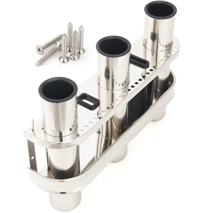 

Fishing Rod Holder Stainless Steel 3 Tubes Organizer Links Rack Rests Tackle