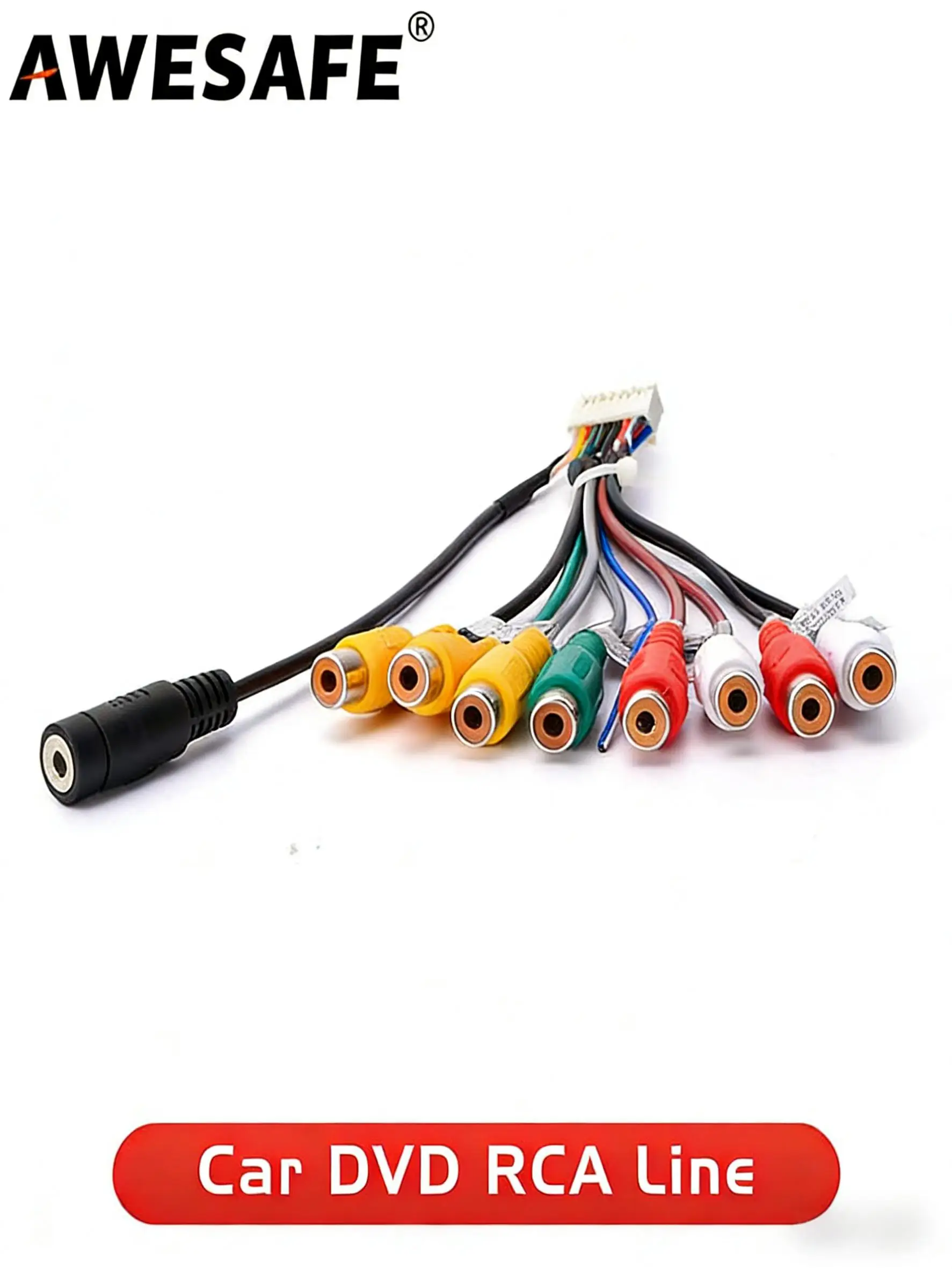 Kabel adaptera RCA do radia samochodowego AWESAFE z wejściem Aux i mikrofonem, akcesoria samochodowe tylko do radia samochodowego JUNSUN/AWESAFE — 2