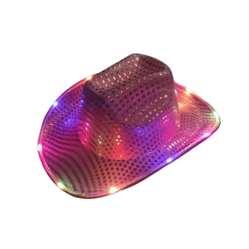 Blinky LED Light Cowboy Cowgirl Hat Flashing Cap Glowing Hat Carnival Men Women Bachelorette Party Wedding Bridal Supplies view 6