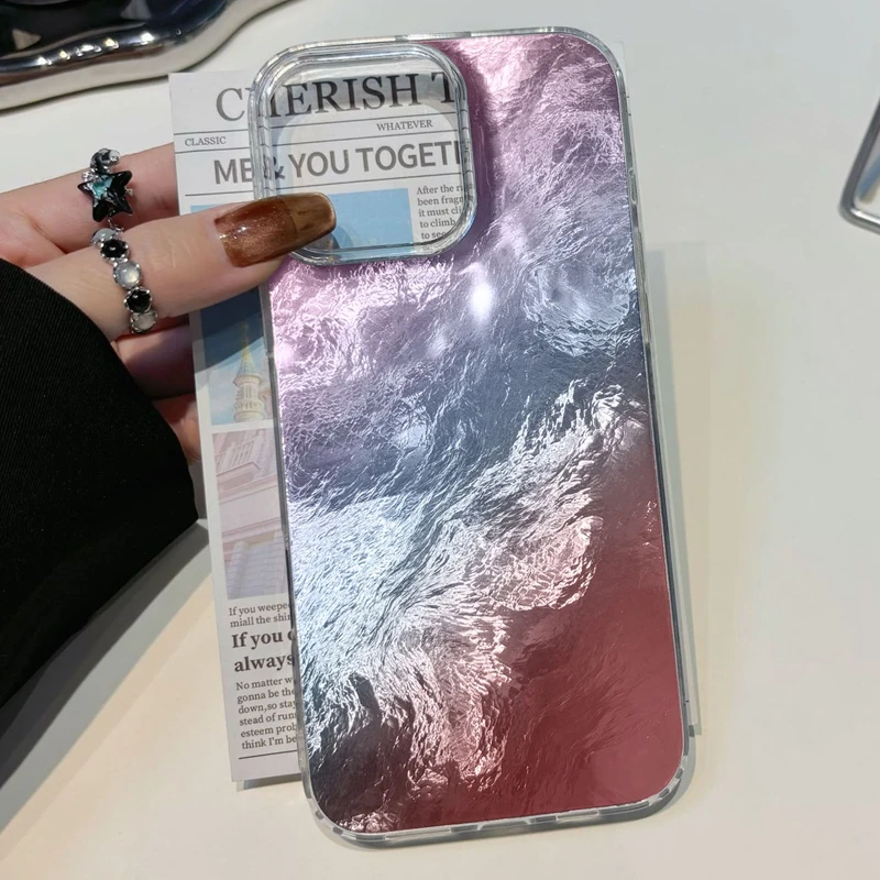 Чехол для телефона с градиентной текстурой ледника для Apple iphone 16 14 15 13 Pro Max 16e 16 plus 12 7 8 Plus XR SE, силиконовый чехол