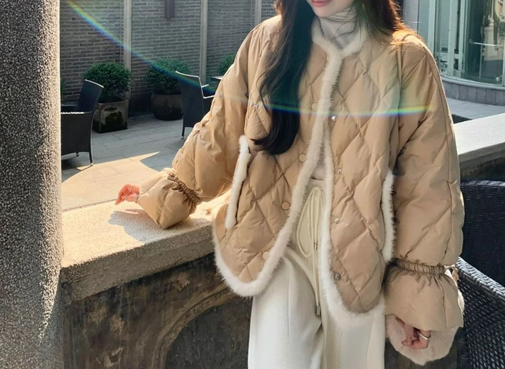 Lingge Down Cotton Jacket Women's Winter Design Sense Lightweight Cotton Jacket New Style