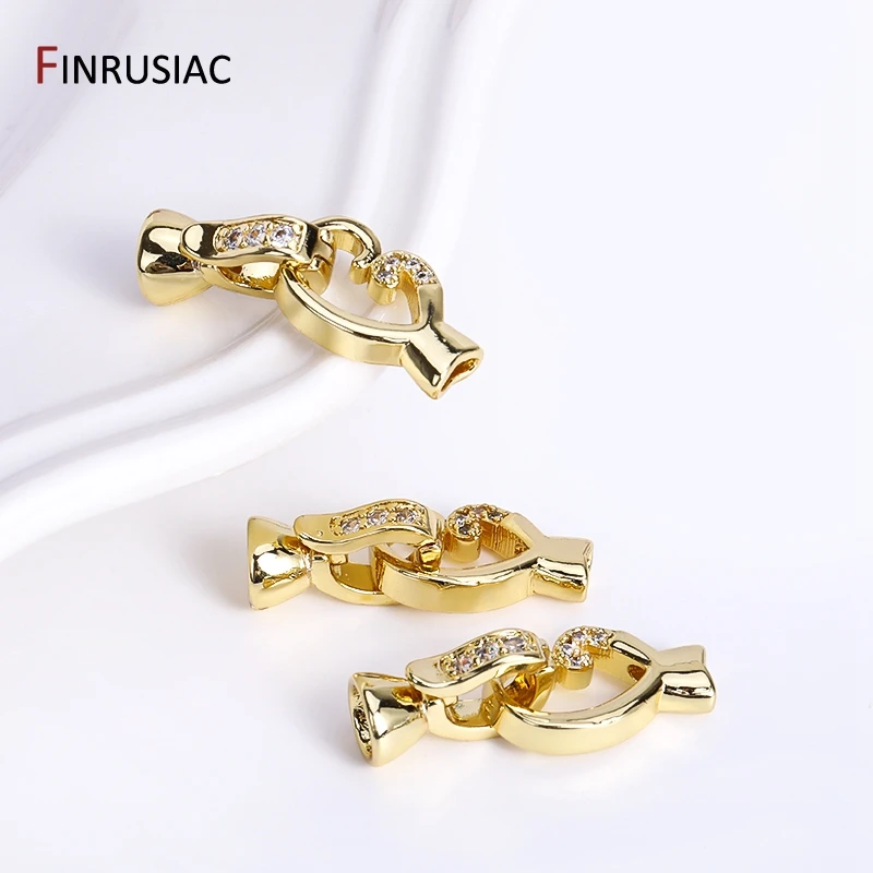 18K Gold Plated Brass Pearl Clasps Decoration Connector Fastener Lock Clasps For DIY Needlework Beading Pearl Jewelry Making