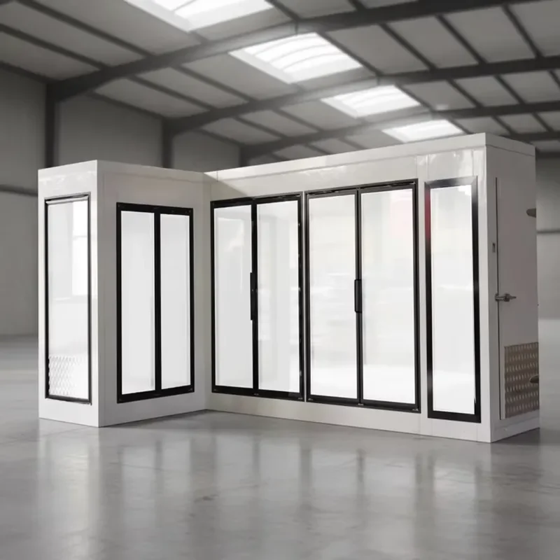 Supermarket Coffee Shelves Single-Temperature Display Cold Room Walk-in Cooler with Glass Door Customized Size & Large Volume