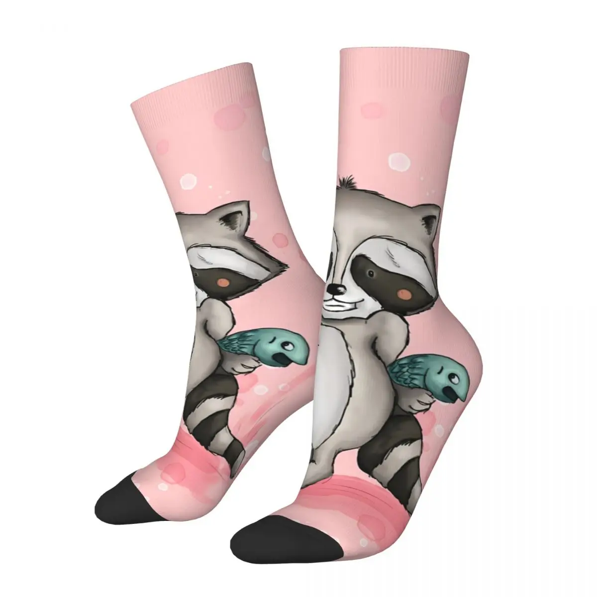 

Raccoon Charlie Pink Funny Men's Socks Vintage Raccoon Cute Animal Street Style Crazy Crew Sock Gift Pattern Printed