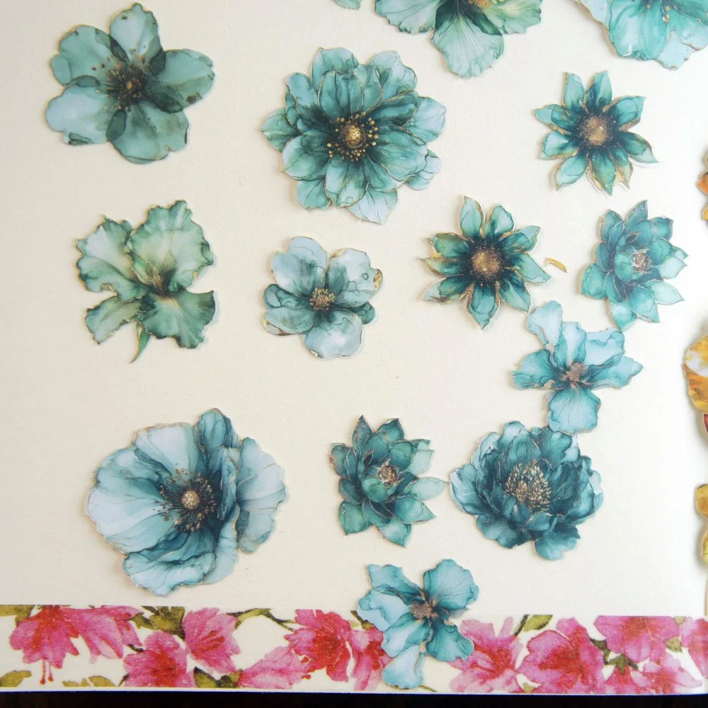 

28pcs Oil Painting Flower Style Hard Paper Sticker Scrapbooking DIY Gift Packing Label Decoration Tag