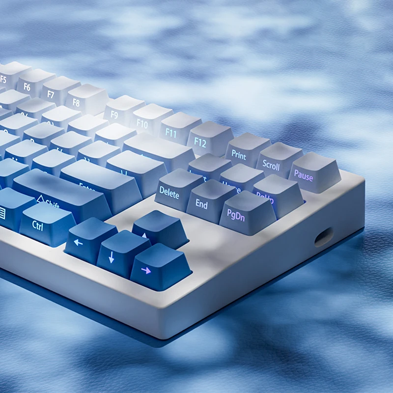 Imagem -06 - Pbt Doubleshot Keycaps Gradiente Blue Side Print Brilho Através de Keycaps Perfil Cereja 135 Chaves para Gateron Switches mx