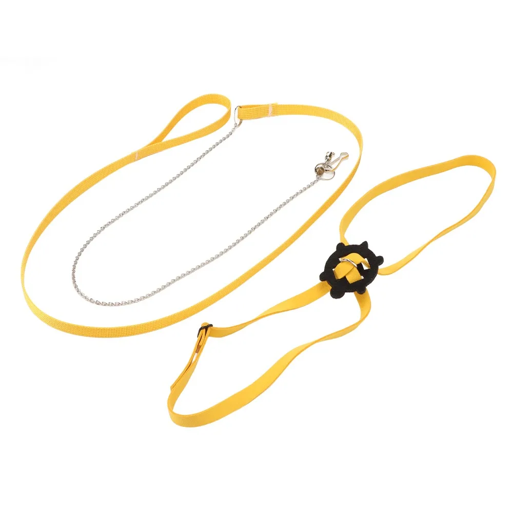 Yellow Turtle Harness Leash Polyester Webbing, Suede‑like Fleece, Pet Turtle Harness Stainless Steel Chain, Adjustable