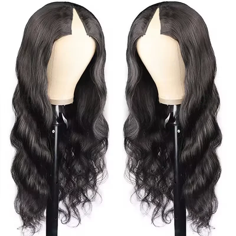 V-Part Body Wave pruik van onbewerkt mensenhaar, 18-32 inch, 220% dichtheid, Braziliaanse Body Wave golvende pruiken voor vrouwen, beginnersvriendelijke pruiken - afbeelding 2