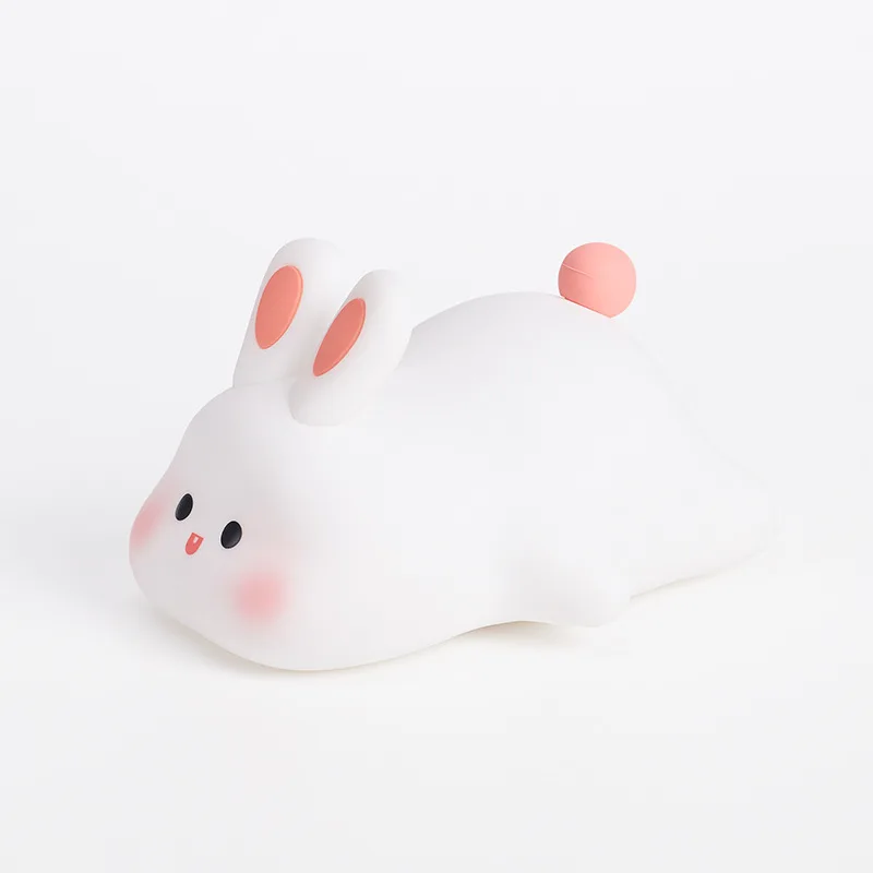 Cute Rabbit Pig Silicone Night Light Soft Light Touch Sensor Bedside Night Lamp Childern Kid Sleep Accompany Light for Gift