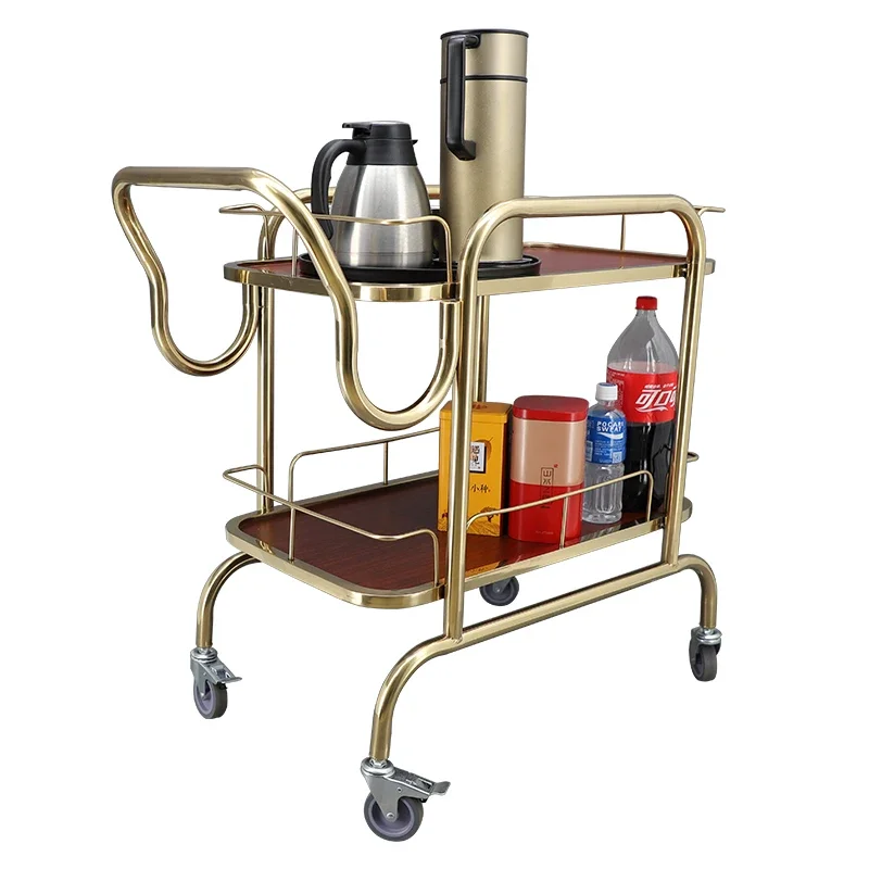 Hotel Drinks Trolley Special Hand Push Tea Delivery European Mobile Service Bar Counter Jewelry Shop Cake Car