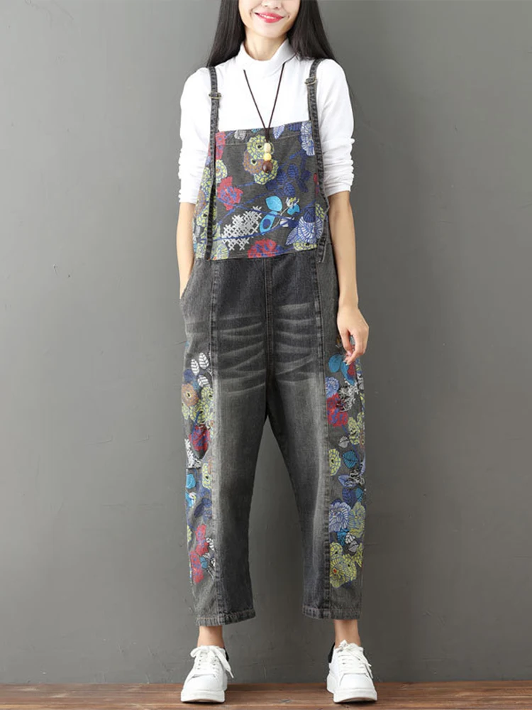 Amax luluE 2025 Spring New Fashion Ladies Bleached Casual Overalls Women Loose Vintage Denim Pantalons Female Oversized Trousers